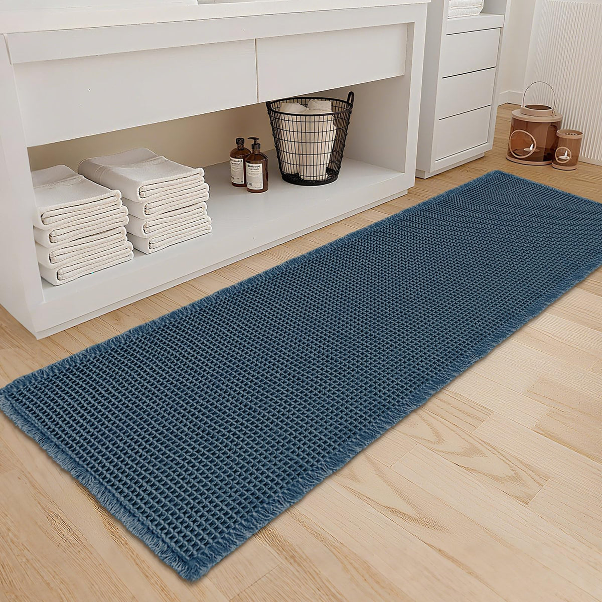 ZALL Tan Waffle Bath Mat,Super Absorbent Non Slip Bathroom Rug,Brown 18x30inch,Machine Washable Ultra Soft Floor Mats