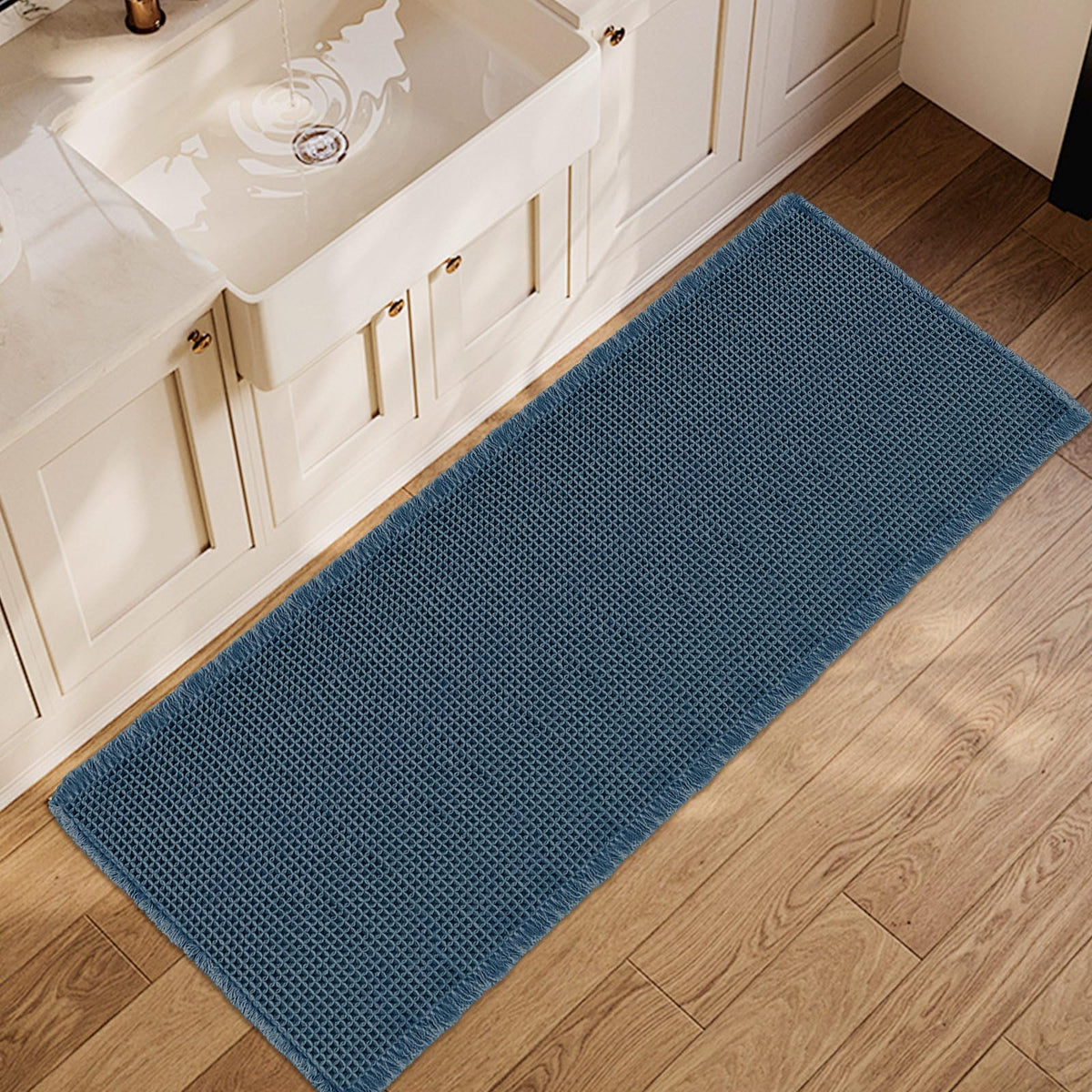 ZALL Tan Waffle Bath Mat,Super Absorbent Non Slip Bathroom Rug,Brown 18x30inch,Machine Washable Ultra Soft Floor Mats