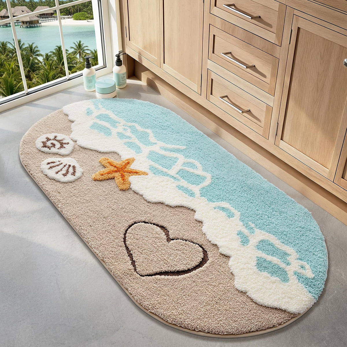 LUMI Beach Bathroom Rug Soft Microfiber Absorbent Bath Mat 22x34