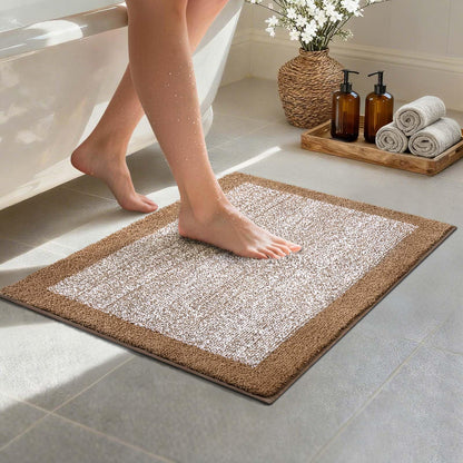 Long 2x4 Ft (48''x24'') Bathroom Rugs, Non Slip Washable Bath Mat Grey