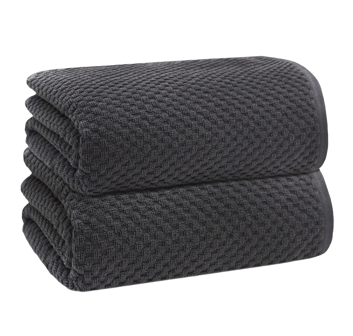 COTTON CRAFT Euro Spa Waffle Weave Bath Towels - Set of 4 Grey Towels