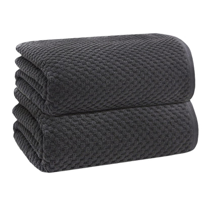 COTTON CRAFT Euro Spa Waffle Weave Bath Towels - Set of 4 Grey Towels