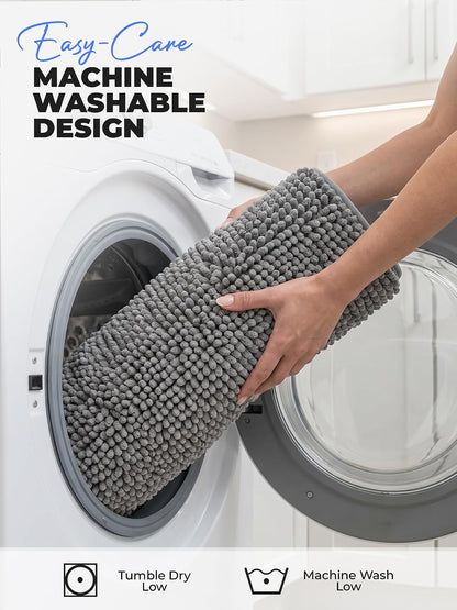 Utopia Home Bathroom Rug, Absorbent Chenille Bath Rugs, 17x24 Inch, Grey