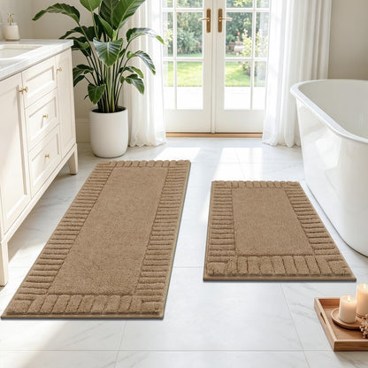 Pauwer Bathroom Rugs Sets 3 Piece, Microfiber Bath Mat Set, Dark Grey