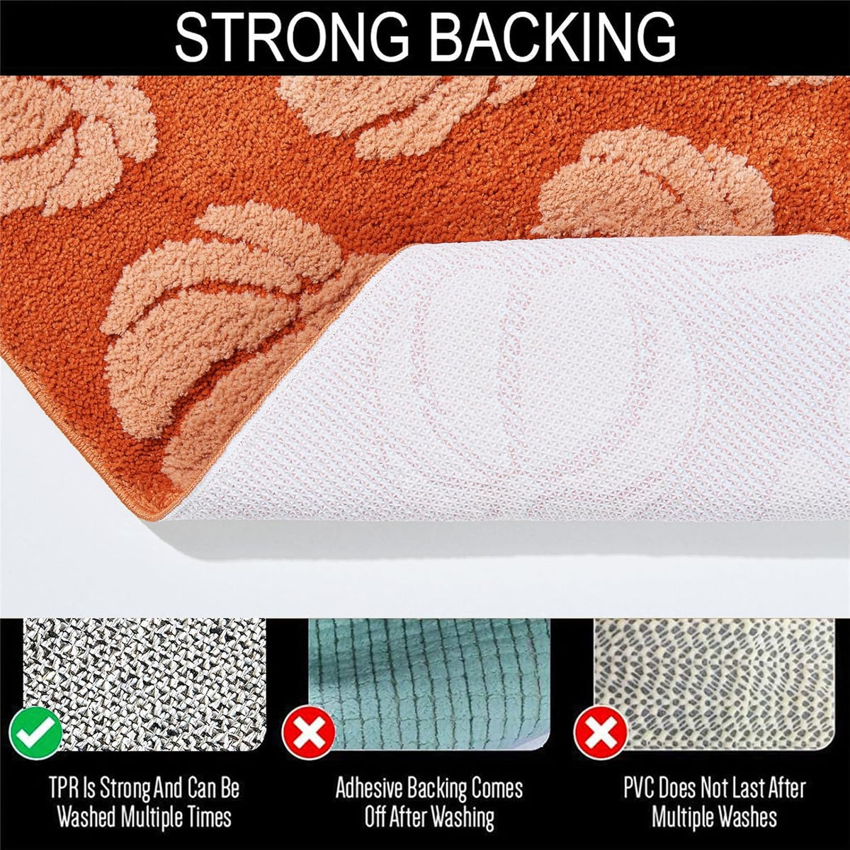 Burnt Orange Pumpkins Bath Mats Non Slip Washable, Microfiber Boho Cute Fall Autumn Bath Rug Absorbent, 16’’W x 24’’L Rustic Farmhouse Country Fall Bathroom Mat Aesthetic Decor