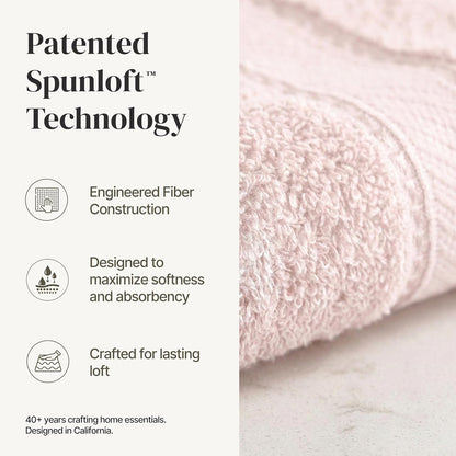 Modern Threads Spun Loft 6 Piece Bath Towel Set – 2 Bath Towels, 2 Hand Towels & 2 Washcloths – 100% Cotton, 600 GSM, Plush, Soft & Absorbent (Blush)