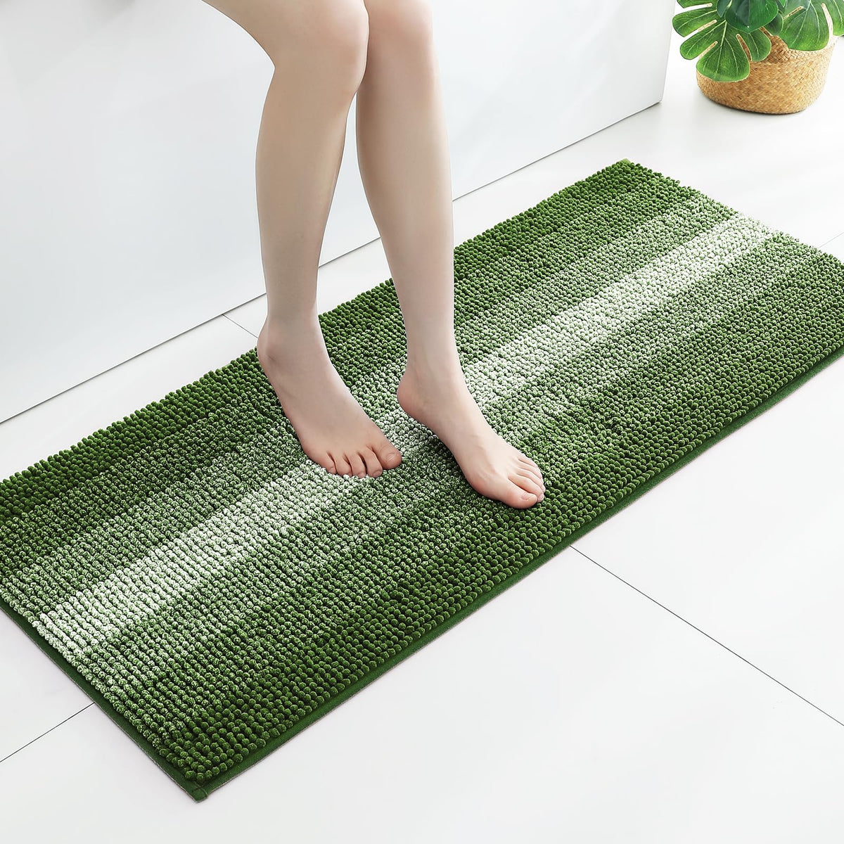Gibelle Chenille Bathroom Rug Set 2 Piece - Non Slip Bath Mat 16x24, 20x32