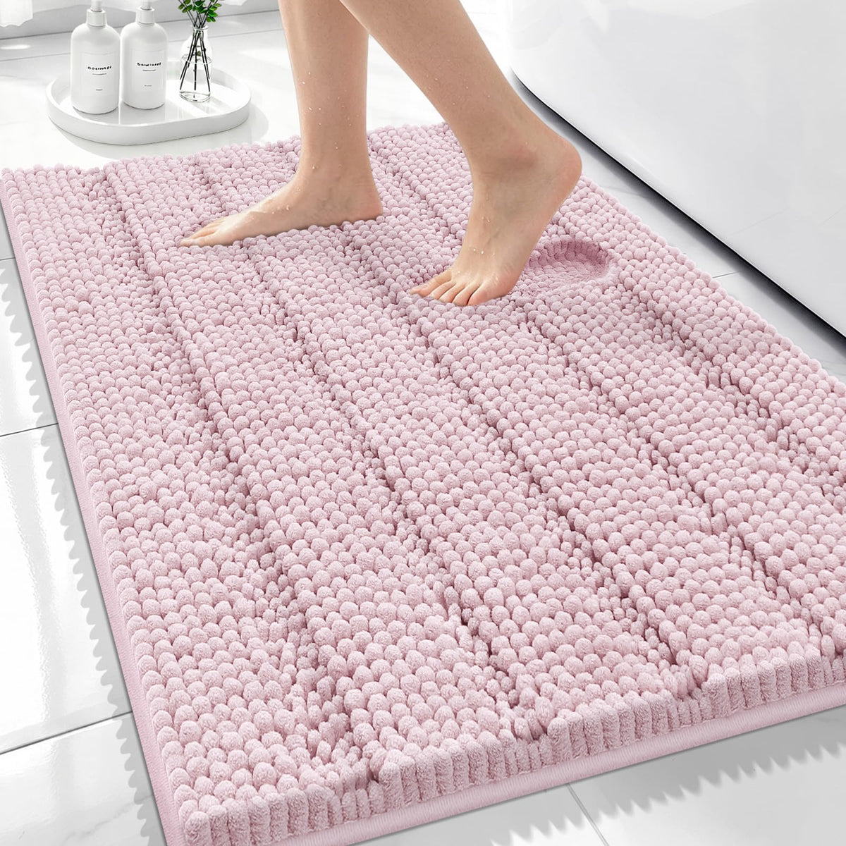 Bcoimo Bath Rug Mat,48x24 High Absorbent Latte Long Bathroom Runner Rugs