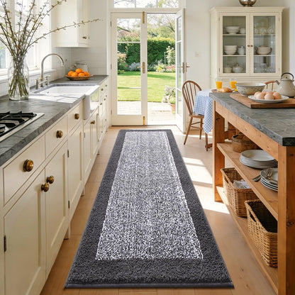 Long 2x4 Ft (48''x24'') Bathroom Rugs, Non Slip Washable Bath Mat Grey