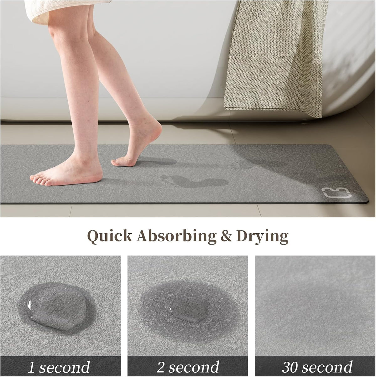 RUERYA Grey Long Bathroom Rugs Large Stone Bath Mats for Bathroom,15.7"x47"