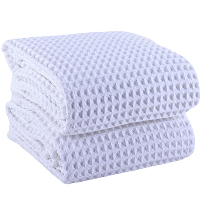 PÜSKÜL Natural 100% Turkish Cotton Waffle Hand and Kitchen Towels Set of 3