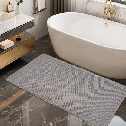 ZALL Tan Waffle Bath Mat,Super Absorbent Non Slip Bathroom Rug,Brown 18x30inch,Machine Washable Ultra Soft Floor Mats