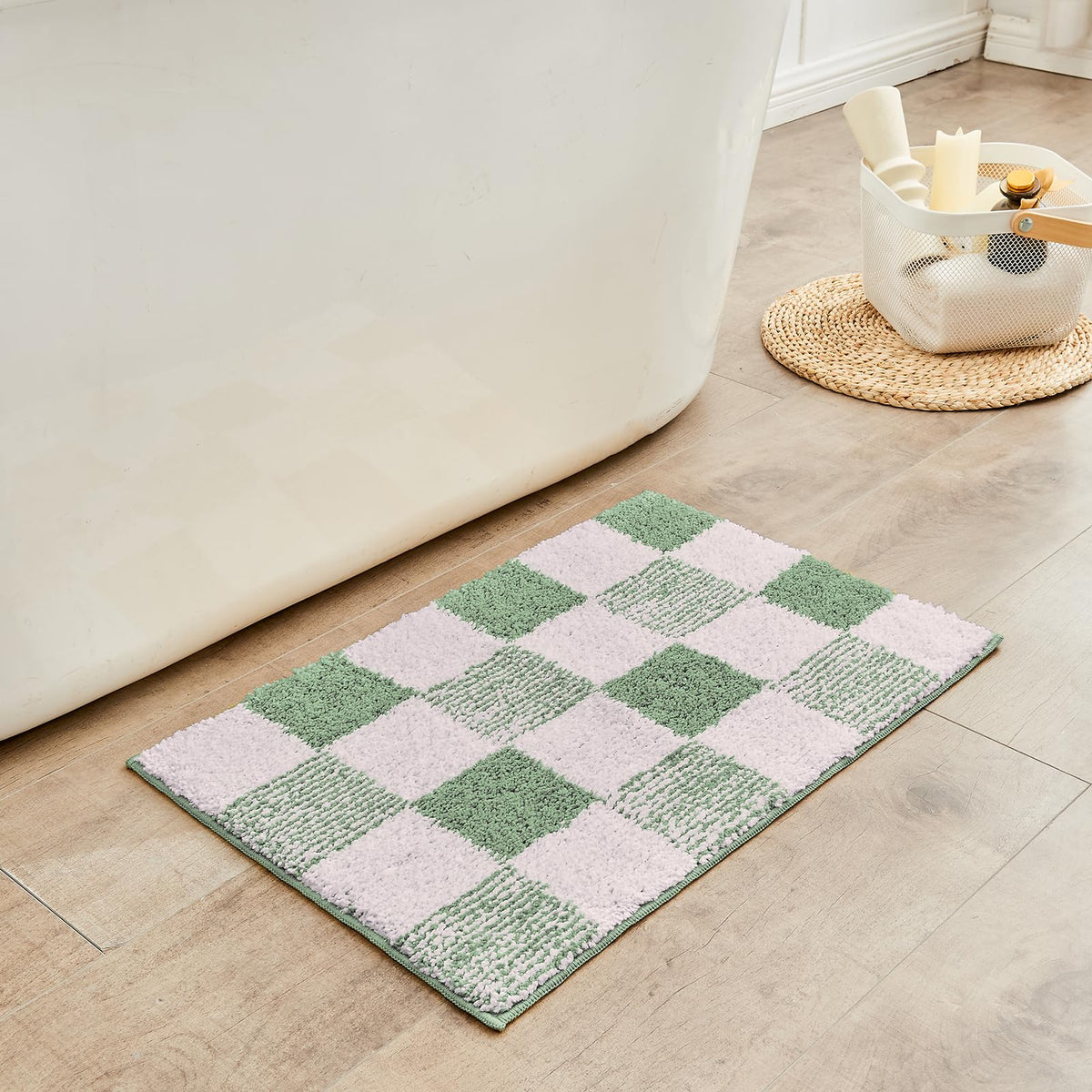 CozeCube Navy Blue Bath Mat 24"x16" Non Slip Washable Rug