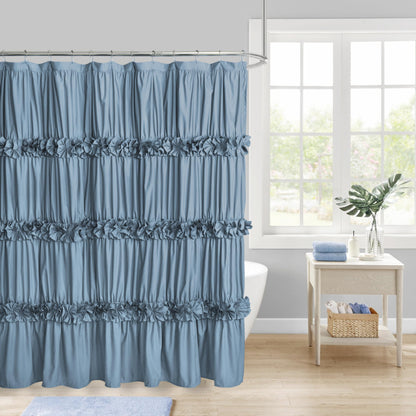 Homechoice Decor Peach Ruffle Shower Curtain for Master Bathroom