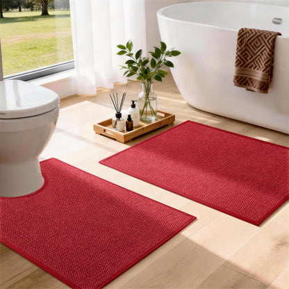 YIHOUSE Gray Bathroom Rugs Sets 3 Piece, Quick Dry Thin Bath Mat with Toilet Rug, Non Slip Absorbent Machine Washable, Bath Runner Rugs for Bathtub Sink Home Decor