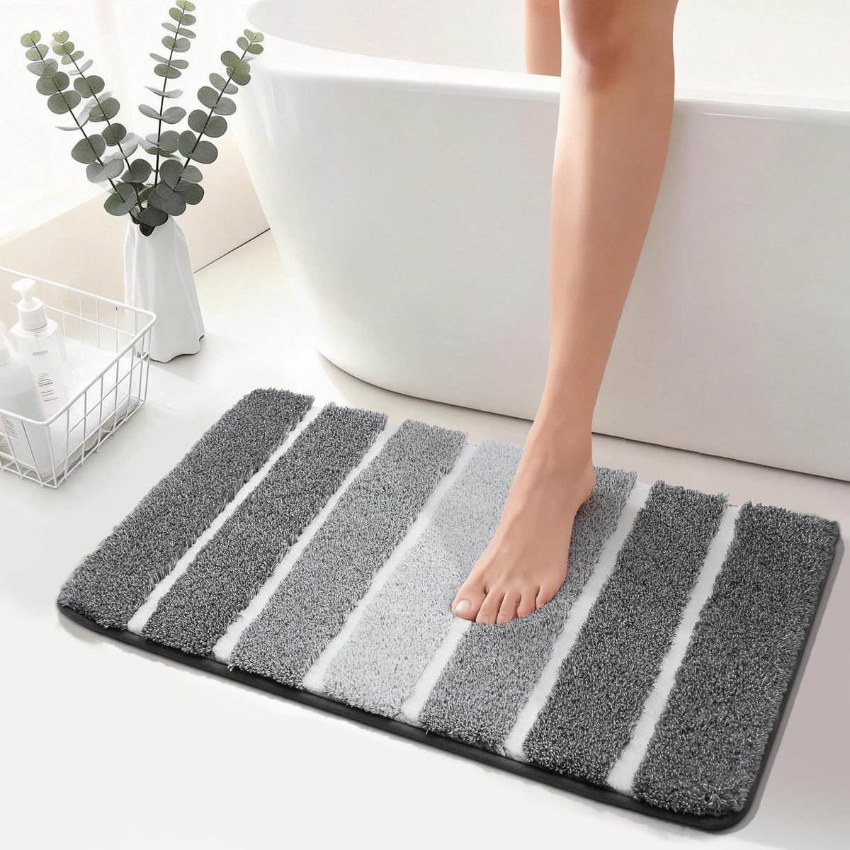 COSY HOMEER Bathroom Rugs 24x17,Ultra Soft Absorbent Bath Mat,Grey