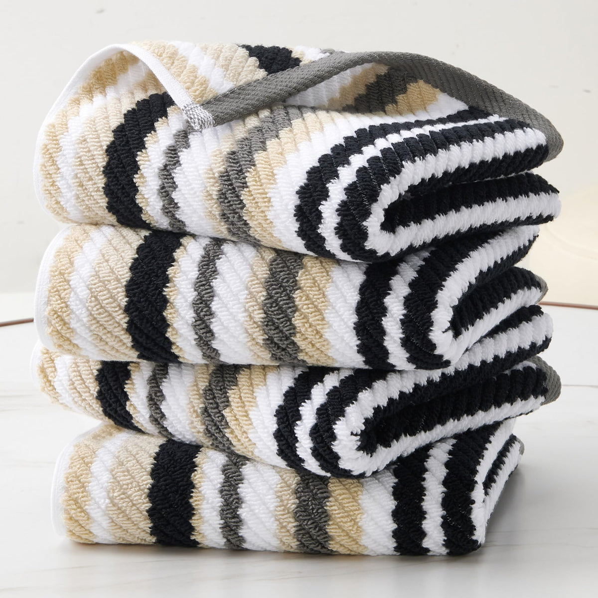 VOOVA & MOVAS Hand Towels 4 Pack, 100% Cotton, 16x27 in, Sage Beige