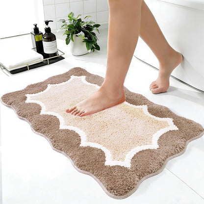 Cute Scalloped Rose Pink Bathroom Rugs Mat,Non Slip Absorbent Quick Dry Bath Mats for Shower Room,Microfiber Bath Mats for Bathroom Floor Washable Carpet for Shower Tub Sink Bedroom,20"x32"