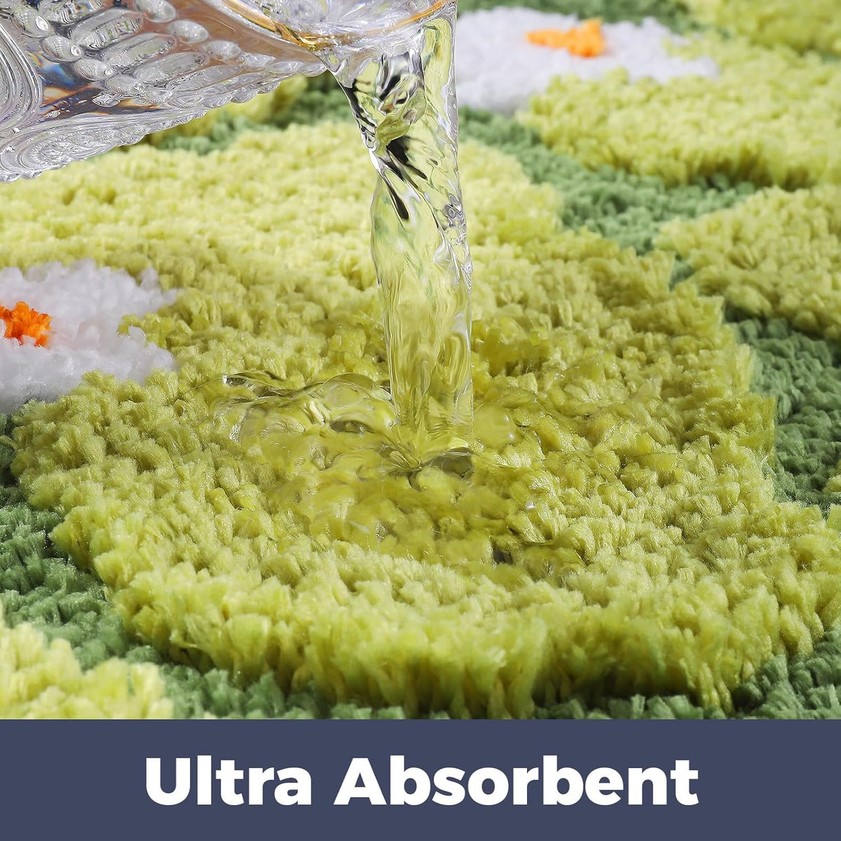 Green Floral Moss Bathroom Rug Bath Mat Soft Cute Rugs 20"x32"