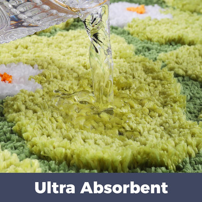 Green Floral Moss Bathroom Rug Bath Mat Soft Cute Rugs 20"x32"