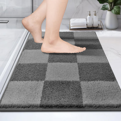 PURRUGS Bathroom Rug Non-Slip Machine Washable 24" x 36", Super Absorbent and Quick-Dry Bath Mat, Extra Soft and Plush Bath Rug for Shower, Bathtub and Sink, Grayish Brown & Coffee