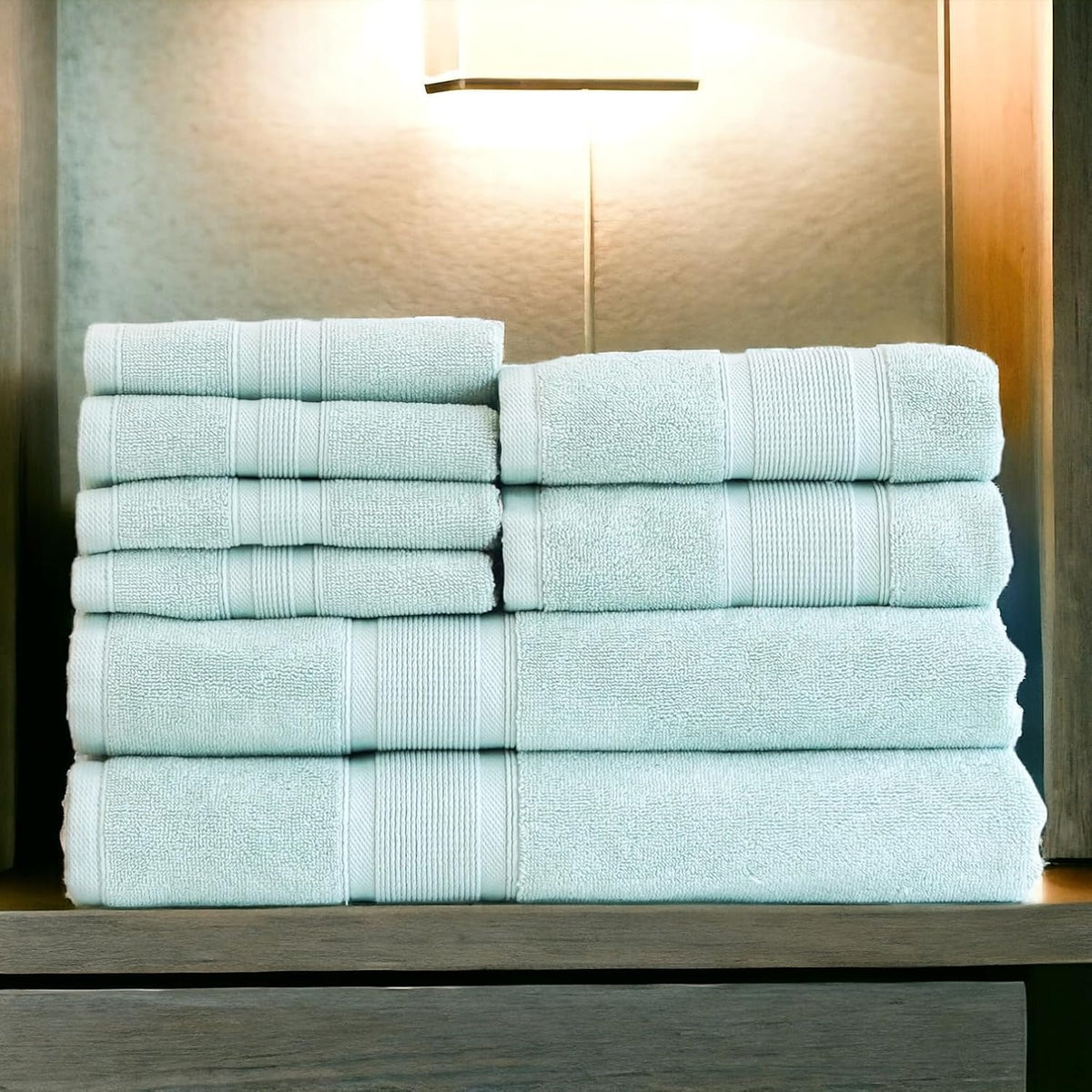 Luzia 8 Piece Bathroom Towel Set - 100% Turkish Cotton, Premium Quality - 2 Bath Towels 2 Hand Towels and 4 Washcloths (Coral)