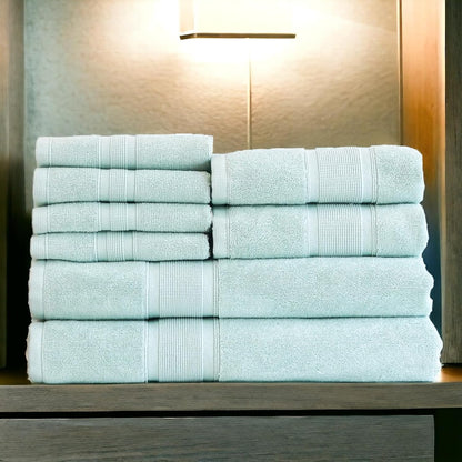 Luzia 8 Piece Bathroom Towel Set - 100% Turkish Cotton, Premium Quality - 2 Bath Towels 2 Hand Towels and 4 Washcloths (Coral)