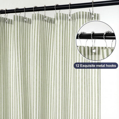 Mindsoft Stripe Curtain, Green and White, 72 x 72 Inches, Stripe