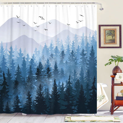 Accnicc Forest Mountain Shower Curtain Dark Green Nature Misty Pine Tree Shower Curtains for Bathroom Foggy Rustic Woodland Decorative Waterproof Fabric Bath Curtain Decor 72×72 Inches