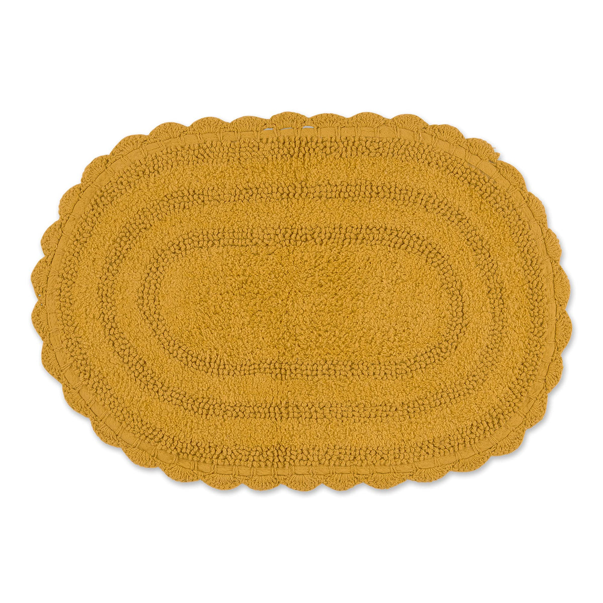 DII Crochet Collection Reversible Bath Mat, Small Oval, 17x24, Dark Green