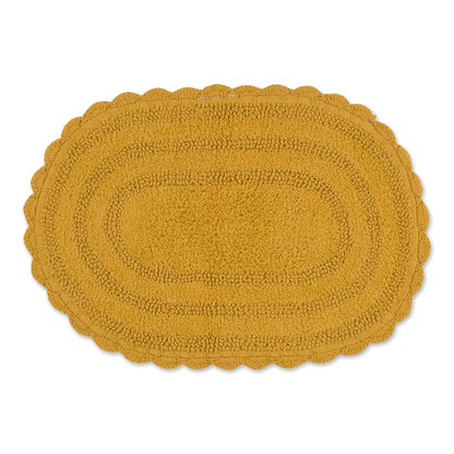 DII Crochet Collection Reversible Bath Mat, Small Oval, 17x24, Dark Green