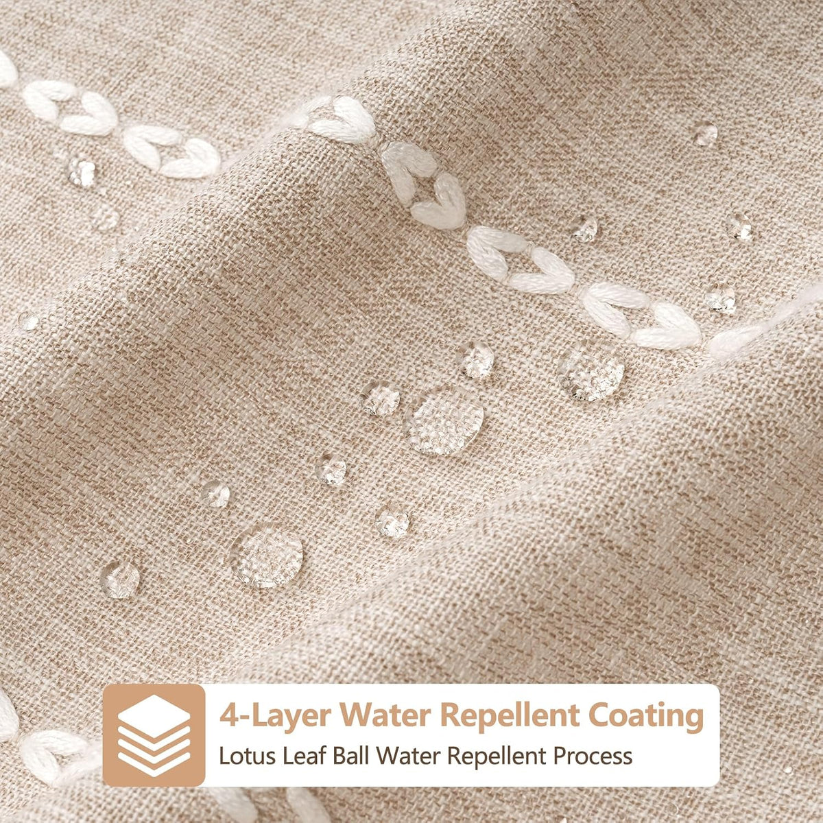 Seenus Boho Farmhouse Linen Shower Curtain with Tassels, Tan Brown Heavyweight Soft Fabric Shower Curtain Striped, 72 x 72 Inch Taupe Water Repellent Rustic Country Bathroom Curtain Wrinkle-Free