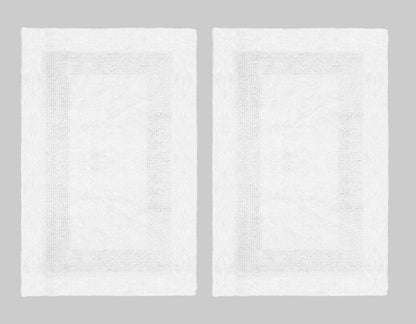 COTTON CRAFT 2 Pack Reversible Bath Mat Rug - Soft Luxurious -17x24- Ivory