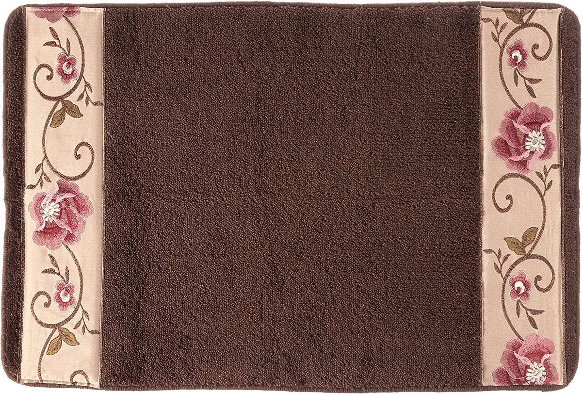 Zahari Home Larrisa Floral Bathroom Rug Luxury Bath Rug Washable Contemporary Decor Beautiful Shower Mat Unique Design Stylish Non Slip Shower Mat Flower Bath Rug Bath Shower Tub Decor