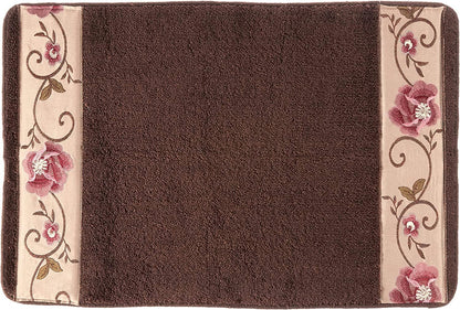 Zahari Home Larrisa Floral Bathroom Rug Luxury Bath Rug Washable Contemporary Decor Beautiful Shower Mat Unique Design Stylish Non Slip Shower Mat Flower Bath Rug Bath Shower Tub Decor