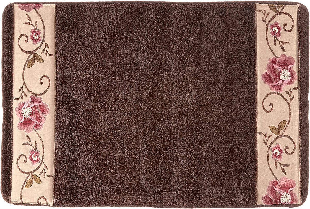 Zahari Home Larrisa Floral Bathroom Rug Luxury Bath Rug Washable Contemporary Decor Beautiful Shower Mat Unique Design Stylish Non Slip Shower Mat Flower Bath Rug Bath Shower Tub Decor