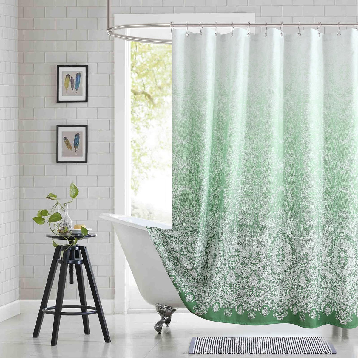 Fabric Shower Curtain, Blue Shower Curtain, Plolyester Ombre Shower Curtains for Bathroom, Modern Decorative Bathroom Curtains, 72" W x 72" H