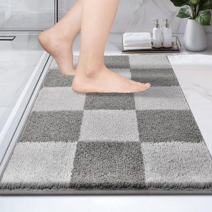 PURRUGS Bathroom Rug Non-Slip Machine Washable 24" x 36", Super Absorbent and Quick-Dry Bath Mat, Extra Soft and Plush Bath Rug for Shower, Bathtub and Sink, Grayish Brown & Coffee