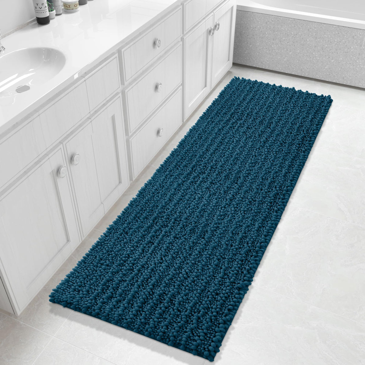Yimobra Bathroom Rugs Non Slip Washable 32x20 Inch - Ultra Soft Absorbent Chenille Bath Mat, Quick Dry Shaggy Floor Carpet for Tub Shower, Gray Home Decor Accessories