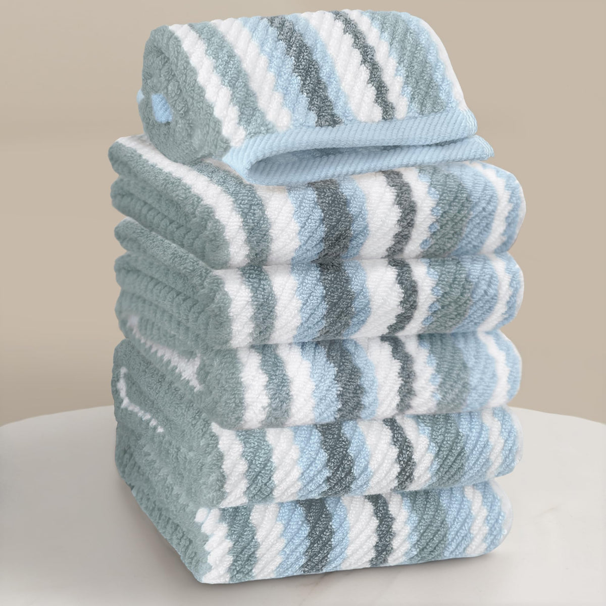 VOOVA & MOVAS Hand Towels 4 Pack, 100% Cotton, 16x27 in, Sage Beige