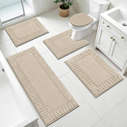Pauwer Bathroom Rugs Sets 3 Piece, Microfiber Bath Mat Set, Dark Grey