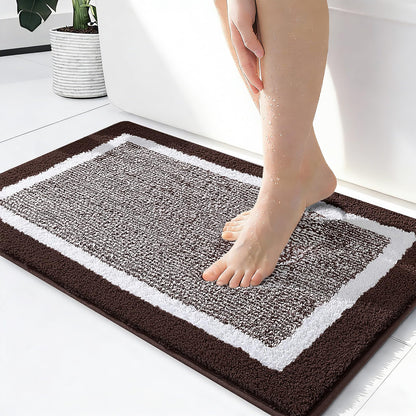 OLANLY Small Bathroom Rugs 24x16, Soft Absorbent Microfiber Bath Rugs, Grey