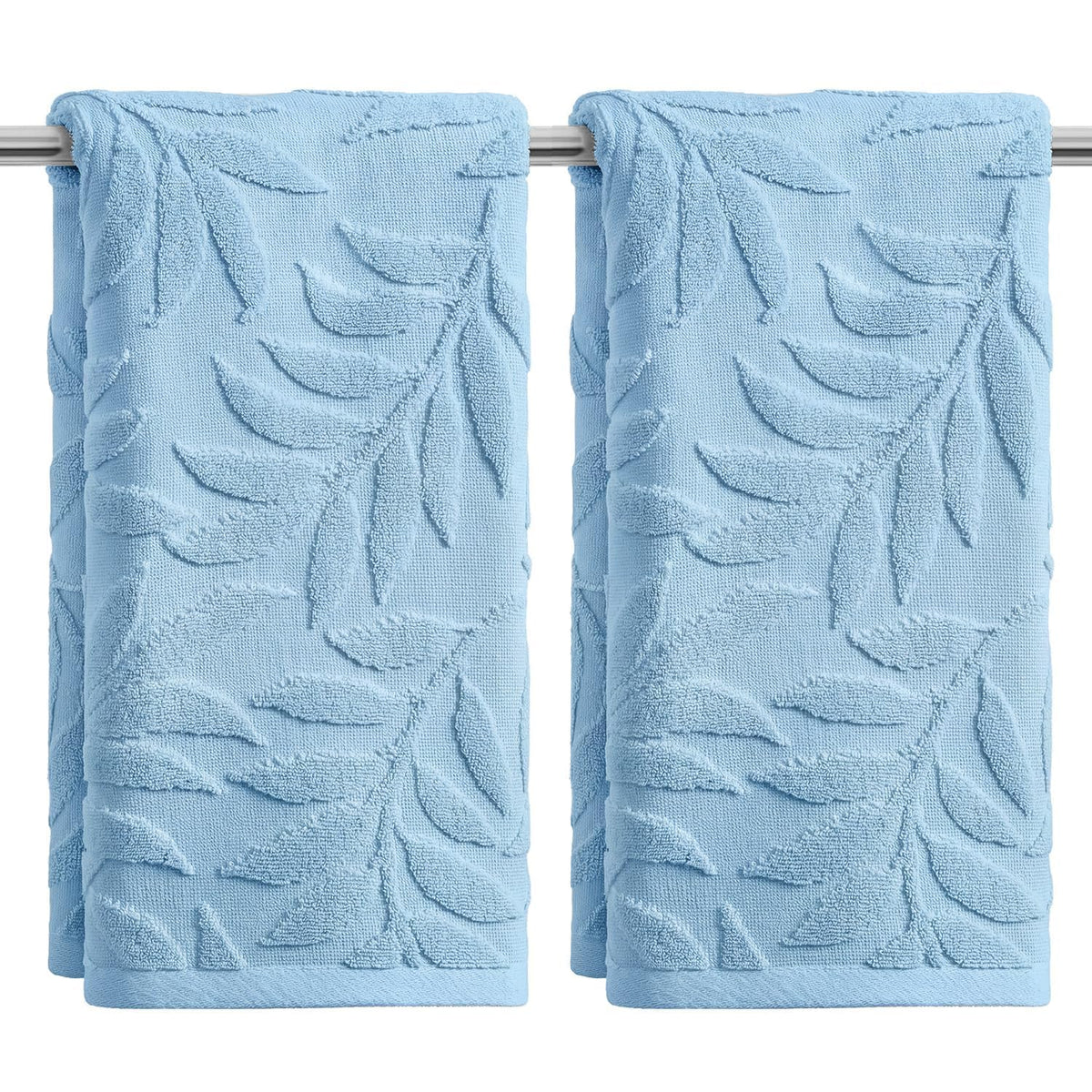 Artoid Mode 2 Pcs Caramel 3D Leaves Jacquard Hand Towels for Bathroom, 100% Cotton Soft Absorbent Bathroom Decor Towels, 13.7 x 29.5 Inch