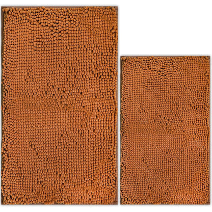 Bathroom Rugs Chenille Bath mat 2 Piece Set, Super Absorbent, Strong PVC Non Slip Backing, Bath mats for Bathroom, Plush Shaggy, Thick, Machine Washable, Bathtub, Toilet.(Light Grey)