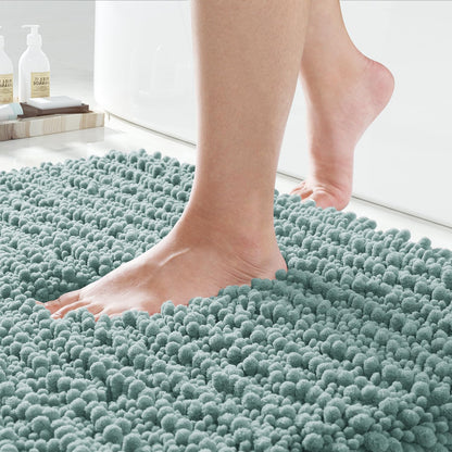 Yimobra Bathroom Rugs Non Slip Washable 32x20 Inch - Ultra Soft Absorbent Chenille Bath Mat, Quick Dry Shaggy Floor Carpet for Tub Shower, Gray Home Decor Accessories