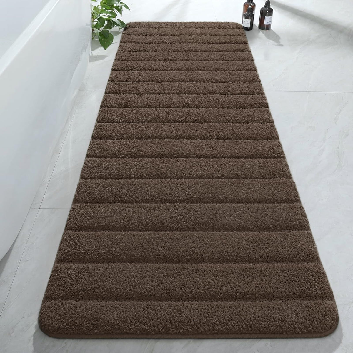 AROGAN Luxury Long Bathroom Runner Rugs 24x60 Inch Bath Rug Non Slip, Black