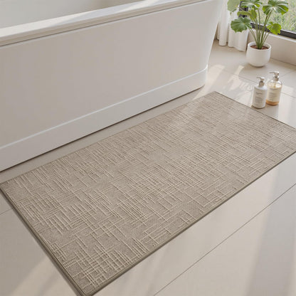 AMOAMI Bath Mat Non Slip Super Absorbent Quick Dry Bath Mats for Bathroom Floor Rubber Backing Washable Bathroom Rugs Modern Woven Jacquard Mat, Beside Tub Bath Rugs, 17" x 24", Brown