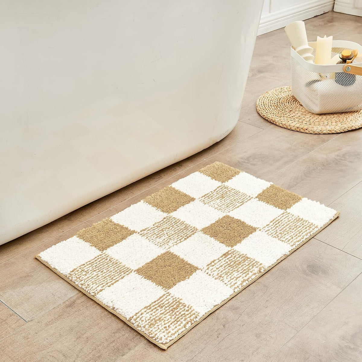 CozeCube Navy Blue Bath Mat 24"x16" Non Slip Washable Rug