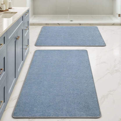 MIULEE Bathroom Rugs Set 2 Pieces, Thin Bath Mats Beige 17"x27"+20"x32"