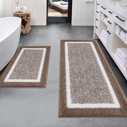 Pauwer Bathroom Rugs 3 Piece Set, Non Slip Washable Bath Mat, Dark Grey